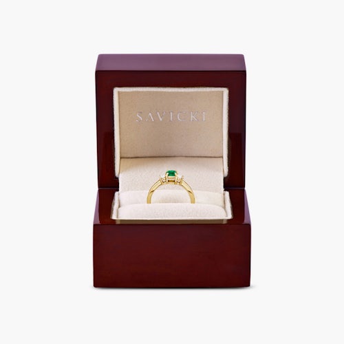 Pierścionek Secret Garden: złoty, szmaragd